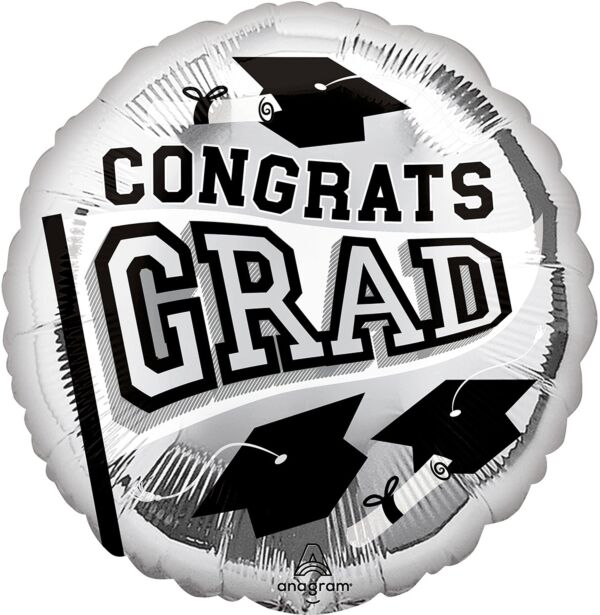 "Be True to School" Silver Foil Graduation Balloon