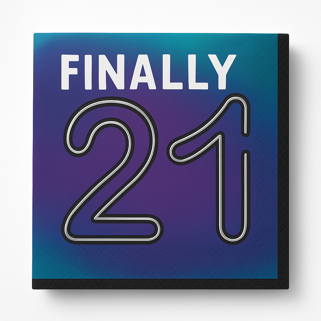 "Finally 21" Luncheon Napkins - 6.5 In. x 6.5 In.