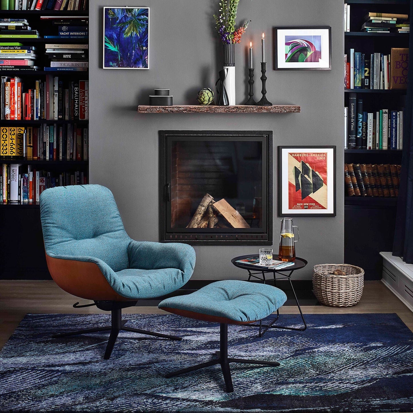 freifrau | leya coffee table with leather inlay | large | black
