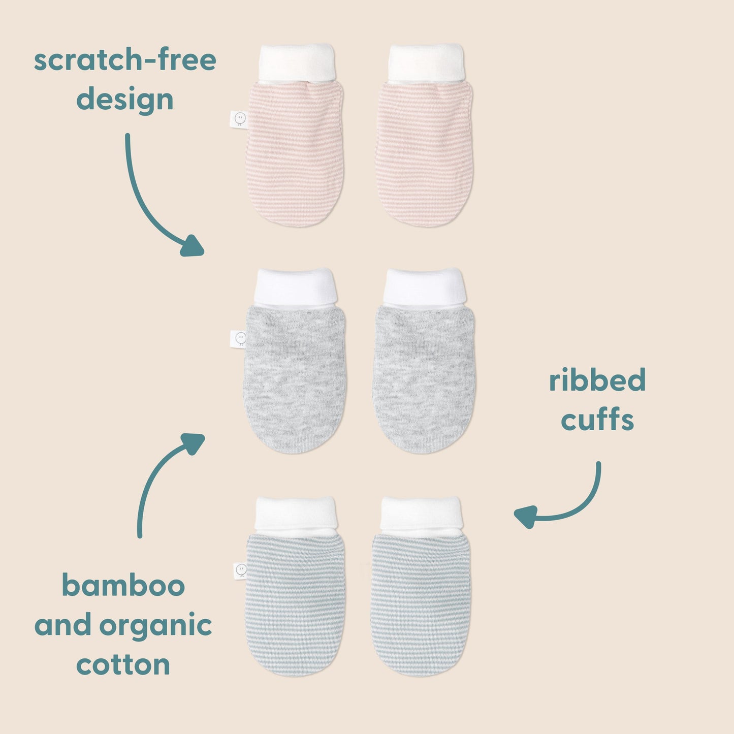 Baby Mittens - Blush Stripe