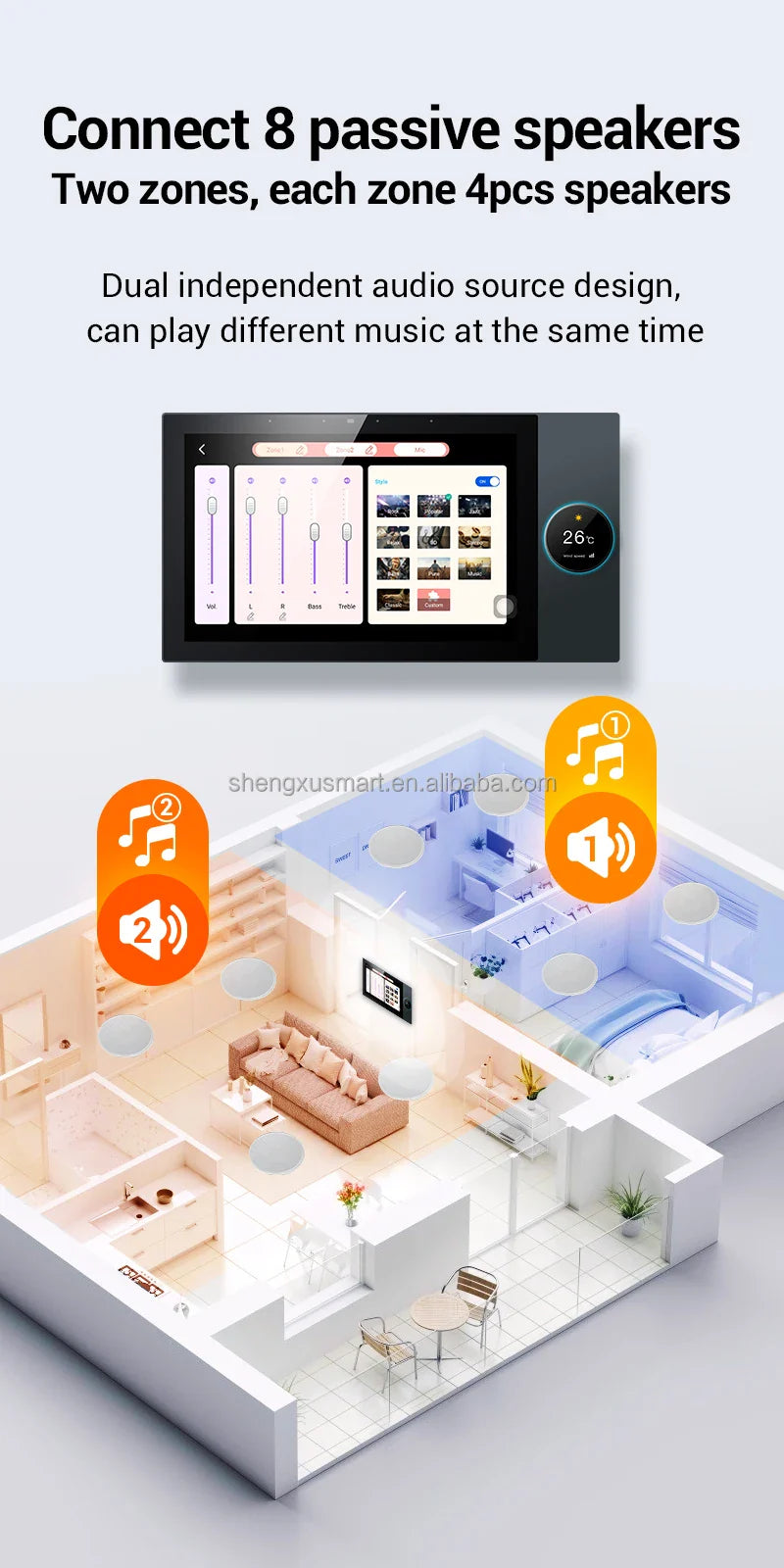 10 Inch TUYA Smart Whole House Background Music Host ZigBee Gateway External Knob Factory Direct Sales