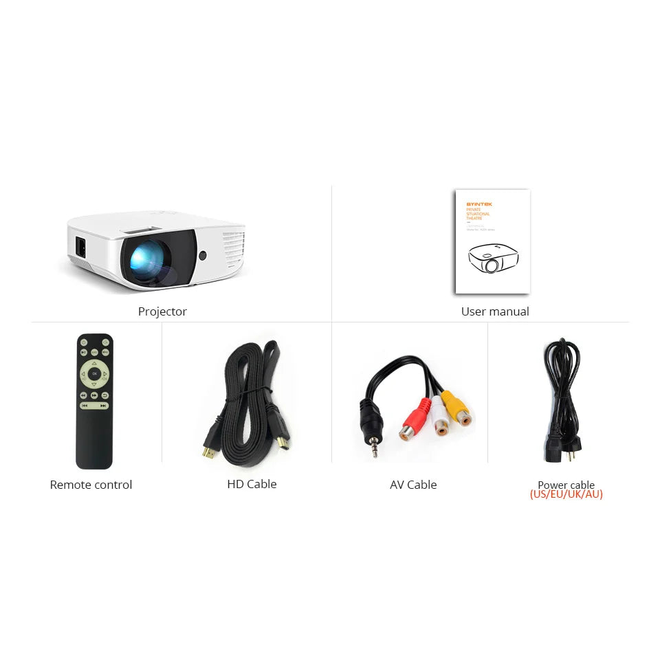 BYINTEK K20X LED Video 4K 1080P LED Home Theater Projector Proyector 1080P White home use game video projectors