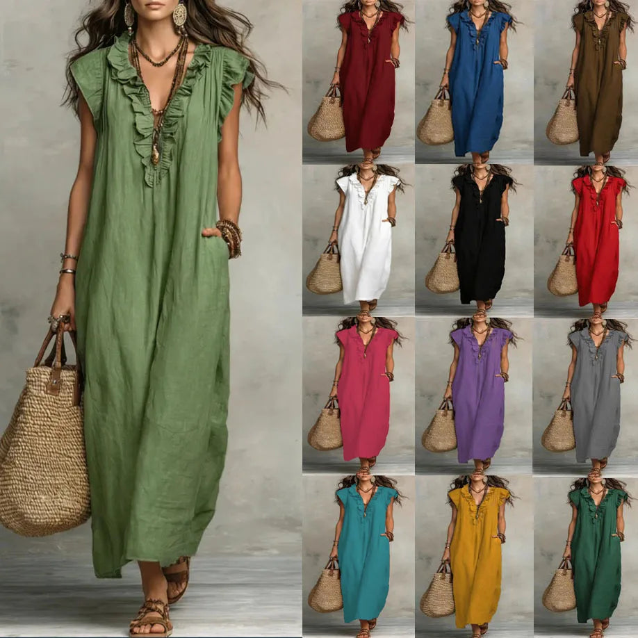 Bohemian Women Maxi Dress Summer Casual Beach Dress for Ladies