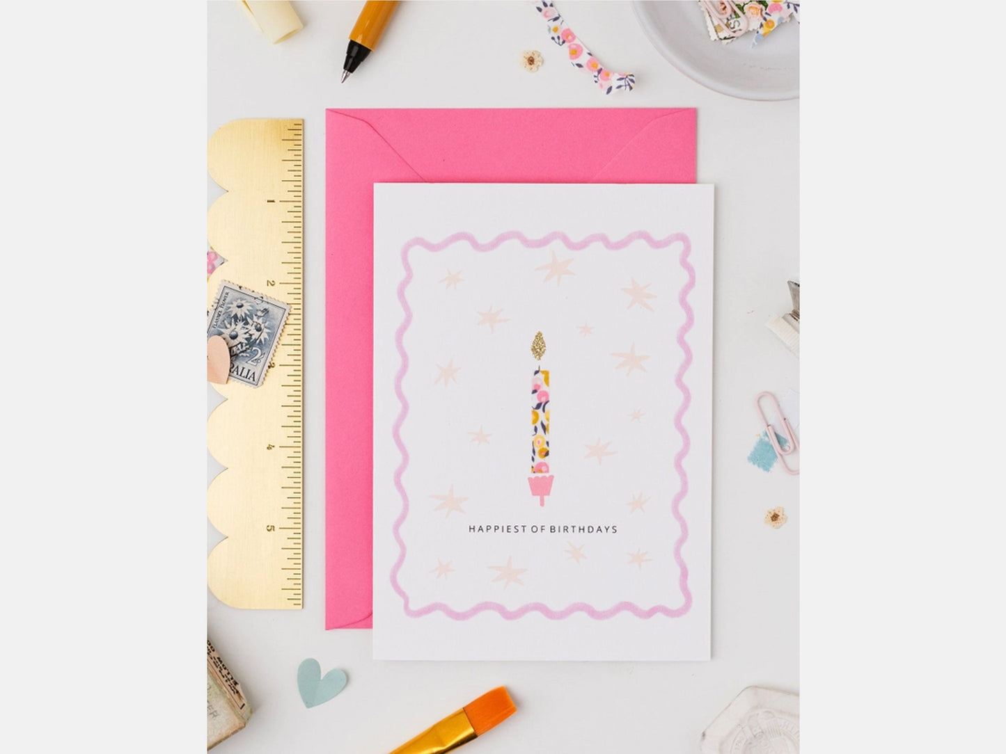 Candle Birthday Card - Liberty Wiltshire Bud Print