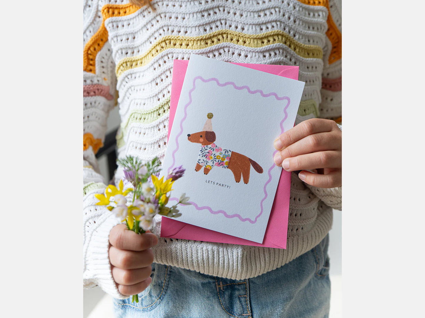 Sausage Dog Birthday Card - Liberty Wiltshire Bud Print