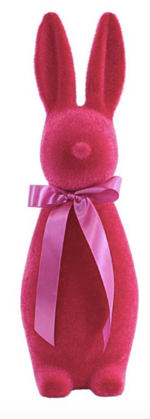 LARGE FLOCKED BUTTON NOSE EASTER BUNNY DECORATION - BRIGHT
