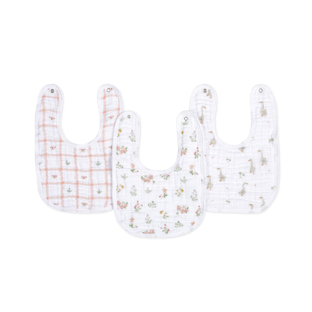 aden + anais Essentials Cotton Muslin Baby Snap Bibs - 3 Pack - Country Floral