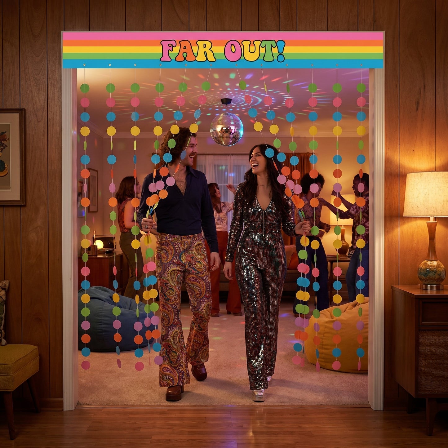 "Far Out" 70s Good Vibes Doorway Curtain