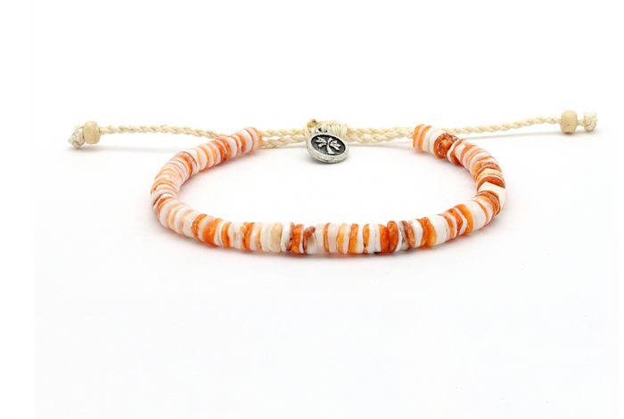 PINEAPPLE ENU ISLAND SHELL ORANGE /WHITE ANKLET -038