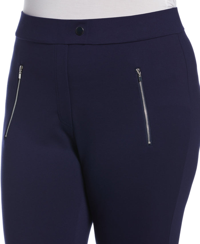 Classic Fit Pull-On Ankle Pant with Zipper Detail (Peacoat)
