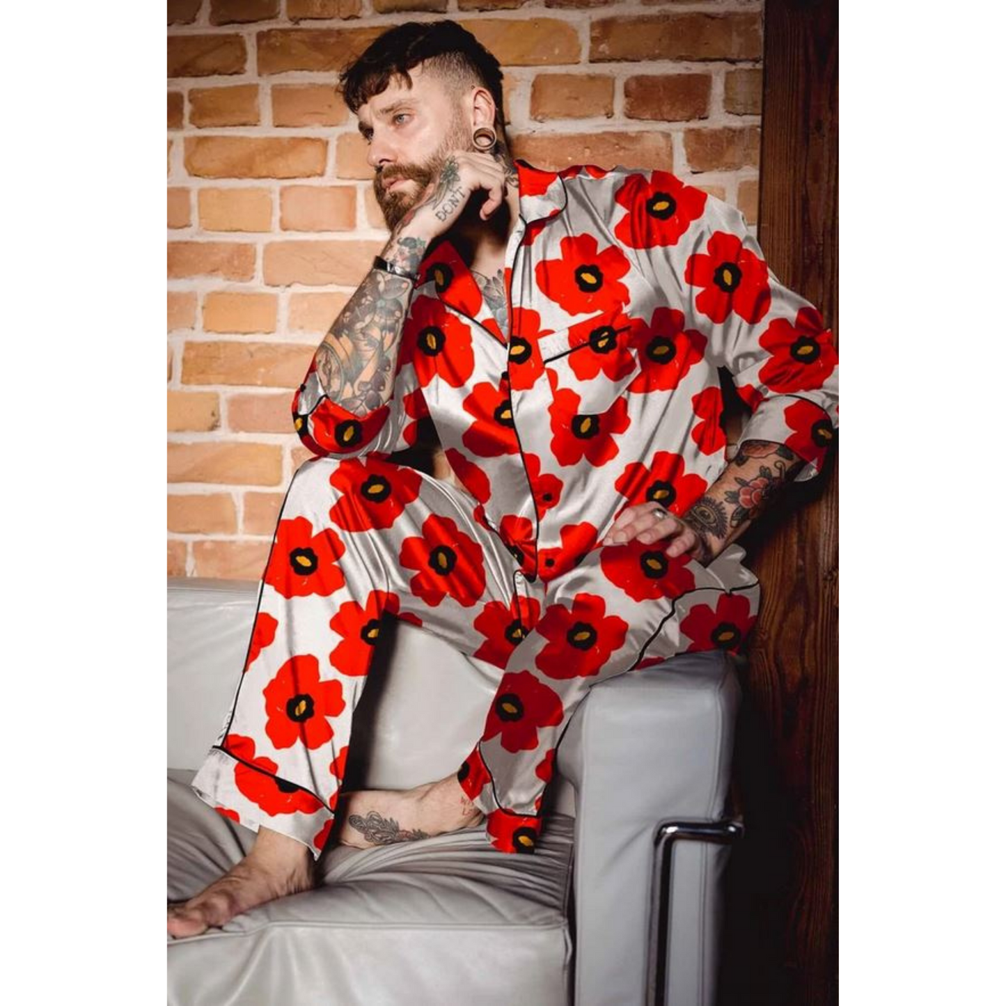 Enzo Poppies Print Two-Piece Longe Set
