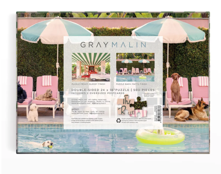 Gray Malin the Dogs At the Beverly Hills Hotel Double Sided Puzzle