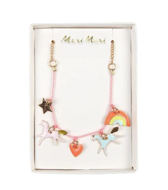 Unicorn Enamel Charm Necklace