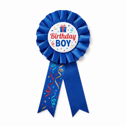 "Birthday Boy" Award Ribbon - Festive Blue Accessory