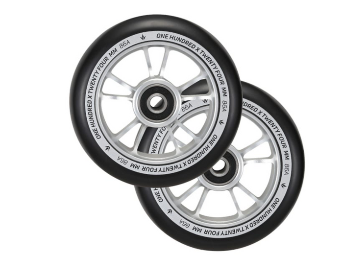 100MM SILVER/BLACK WHEEL | PAIR