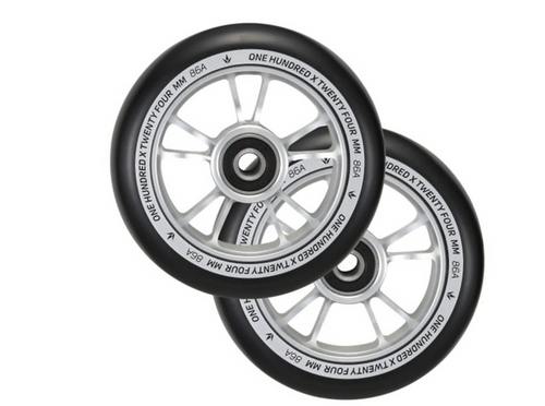 100MM SILVER/BLACK WHEEL | PAIR