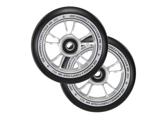 100MM SILVER/BLACK WHEEL | PAIR