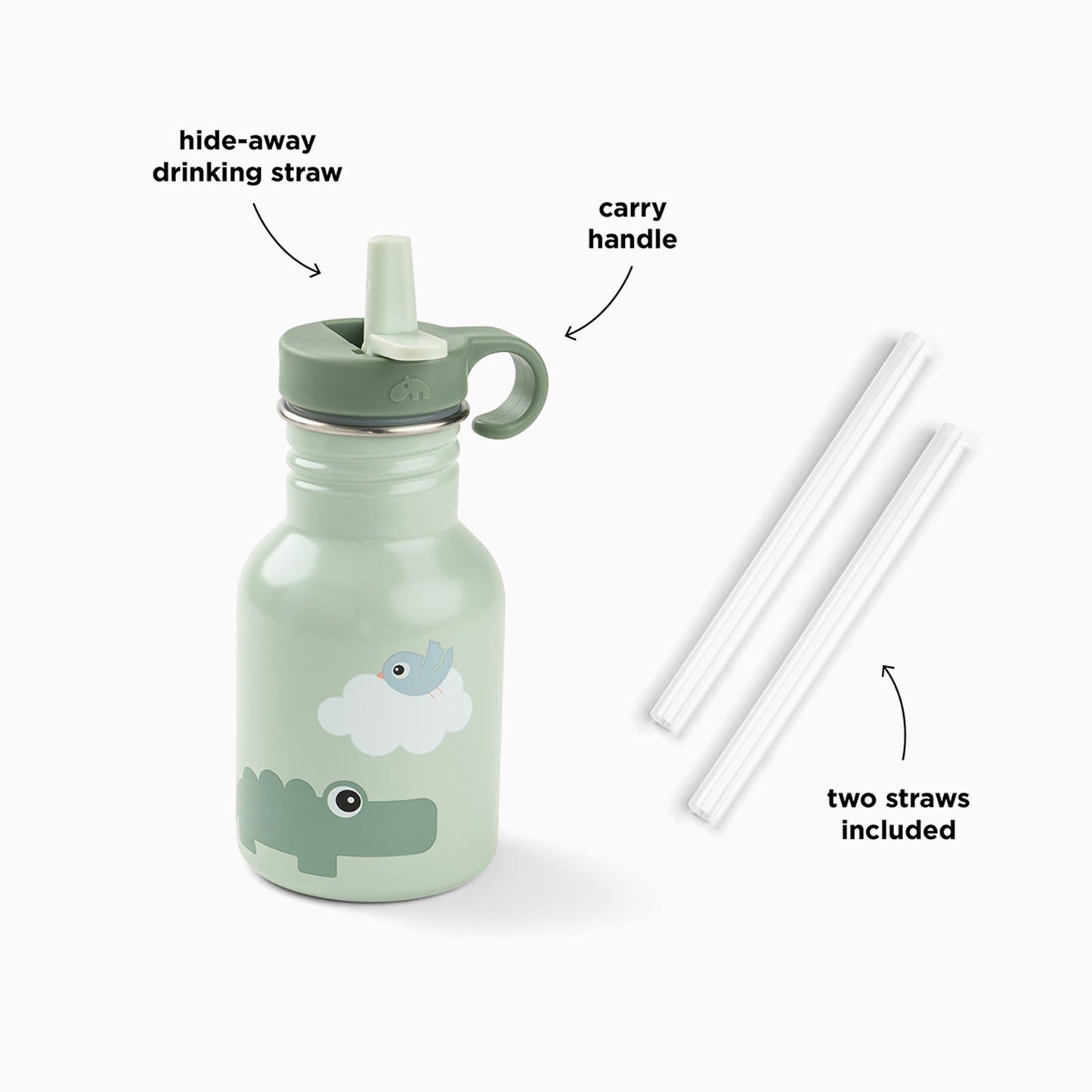 Done by Deer Metal Bottle - Playground Green 350ml