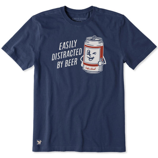 LIFE IS GOOD - MENS CRUSHER LITE TEE | Easily Distracted By Beer Darkest Blue