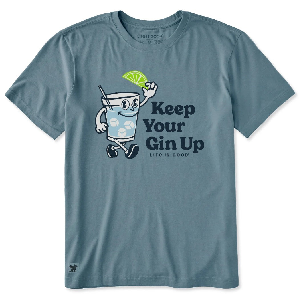 LIFE IS GOOD - MENS CRUSHER LITE TEE | Keep Your Gin UP Slate Blue