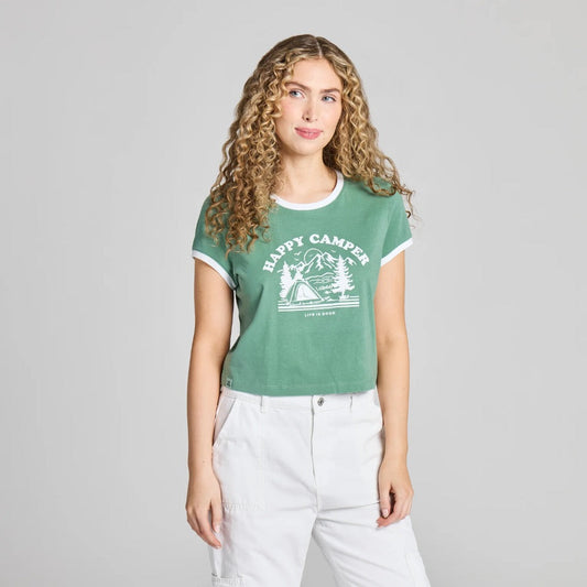 LIFE IS GOOD - WOMENS CRUSHER LITE TEE | Happy Camper Granite Green
