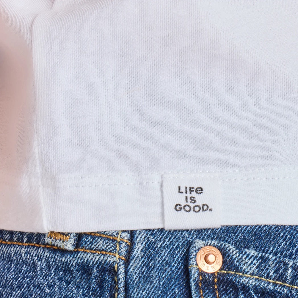 LIFE IS GOOD - WOMENS COLOURBLOCK CRUSHER LITE TEE | Here for the Hot Dogs Cloud White