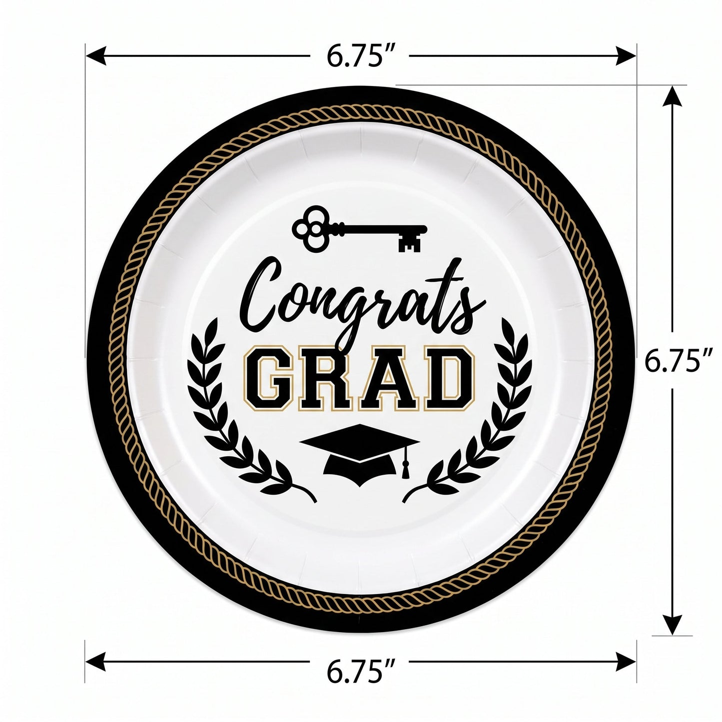 "Congrats Grad" 7-Inch Round Paper Plates - 50 Pack