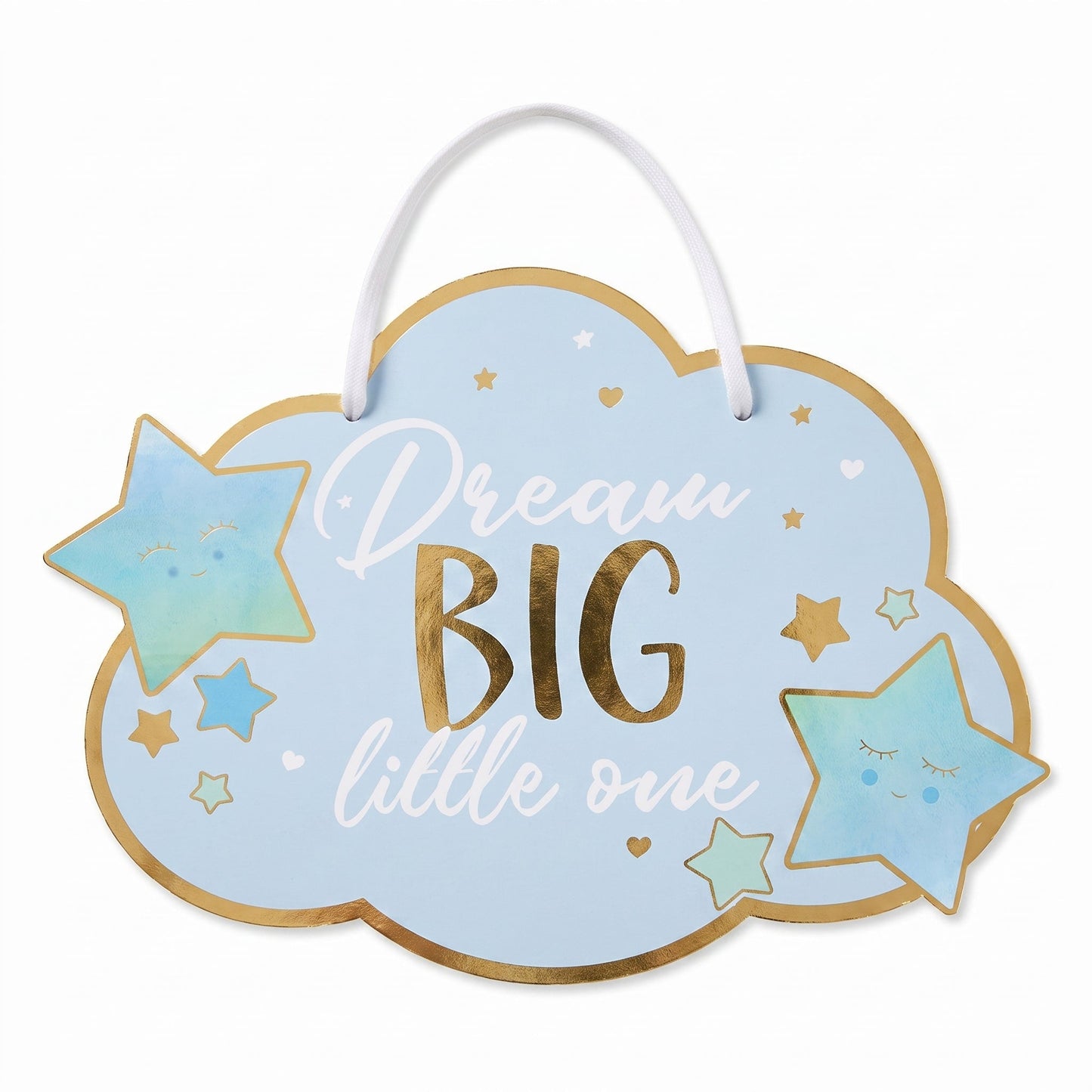 "Dream Big Little One" Hanging Sign Decoration for Baby Boy Showers