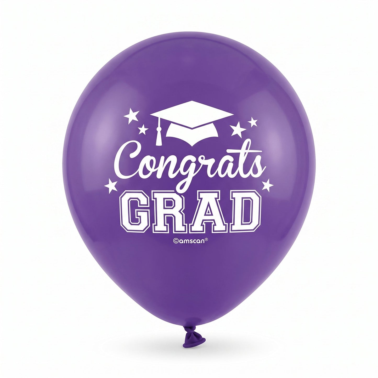 "Congrats Grad" Purple Latex Balloons, 12-Inch, 15-Pack