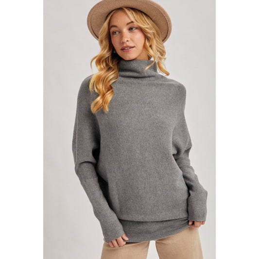 BLUIVY - SLOUCH NECK DOLMAN PULLOVER | DARK GREY