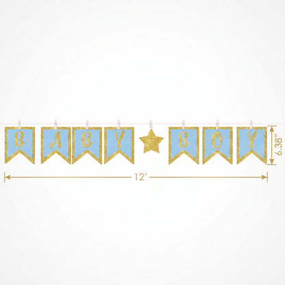 "Baby Boy" Glitter Clothespin Pennant Banner