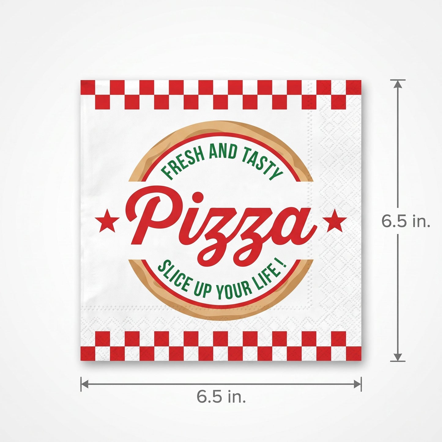 "Fresh and Tasty" Pizza Party Luncheon Napkins - 6.5 In. x 6.5 In. - 16 Pack