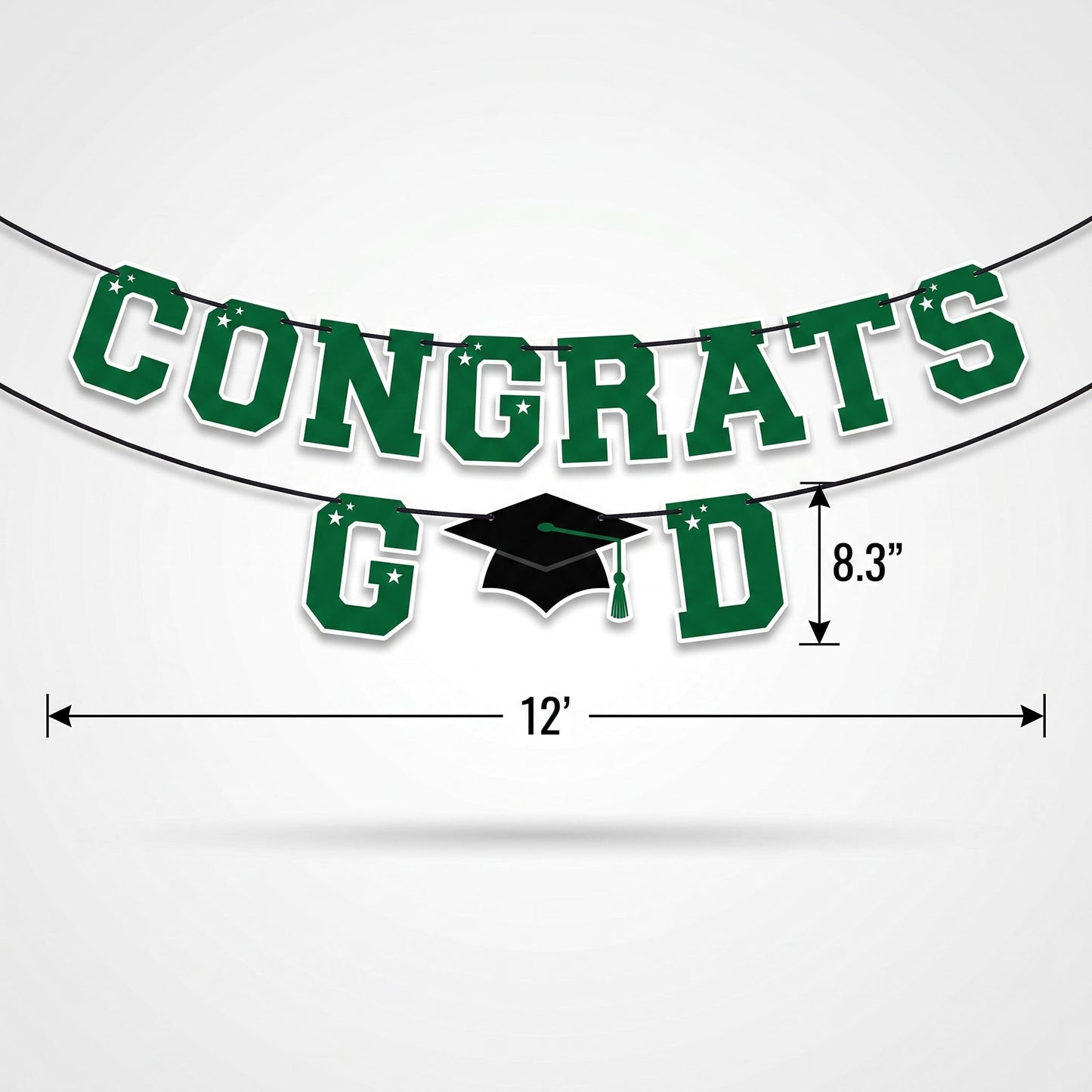 "Congrats Grad" Green Letter Banner for Graduation Celebrations