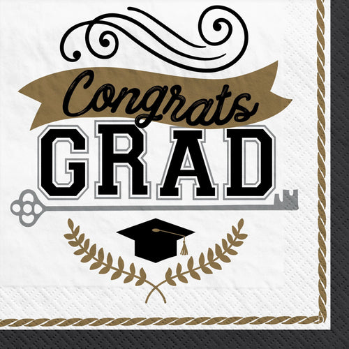 "Congrats Grad" Achievement is Key Beverage Napkins, 100-Pack - 5 In. X 5 In.