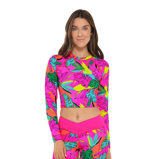 BODY GLOVE - TULUM LET IT BE CROP RASHGUARD | Bubblegum