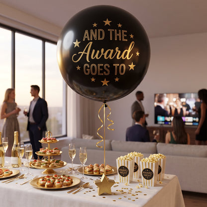 "And The Award Goes To" Jumbo Latex Balloon - Black/Gold, 24-Inch