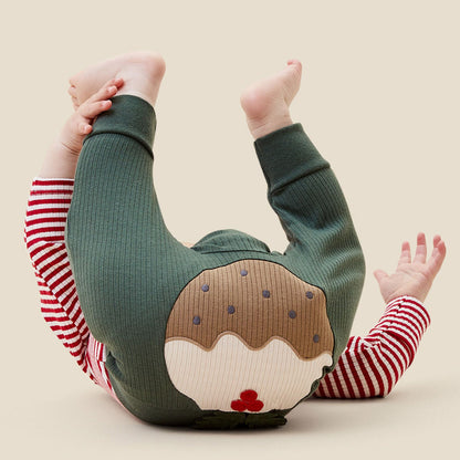Christmas Pudding Ribbed Joggers - Pine