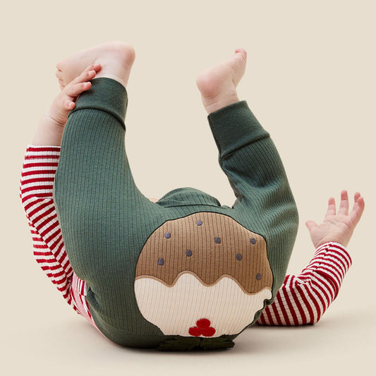 Christmas Pudding Ribbed Joggers - Pine