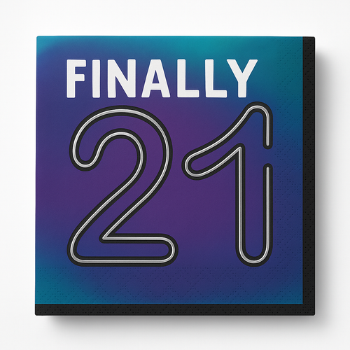 "Finally 21" Luncheon Napkins - 6.5 In. x 6.5 In.