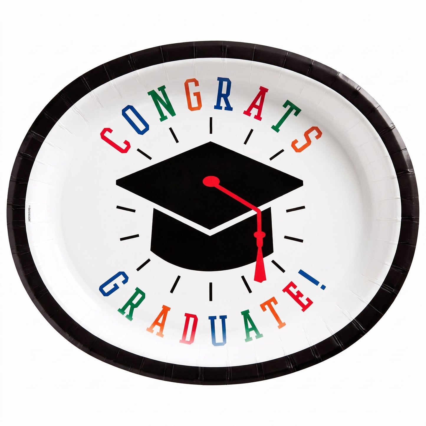 "Congrats Grad!" 12" Oval Graduation Paper Plates, 50-Pack