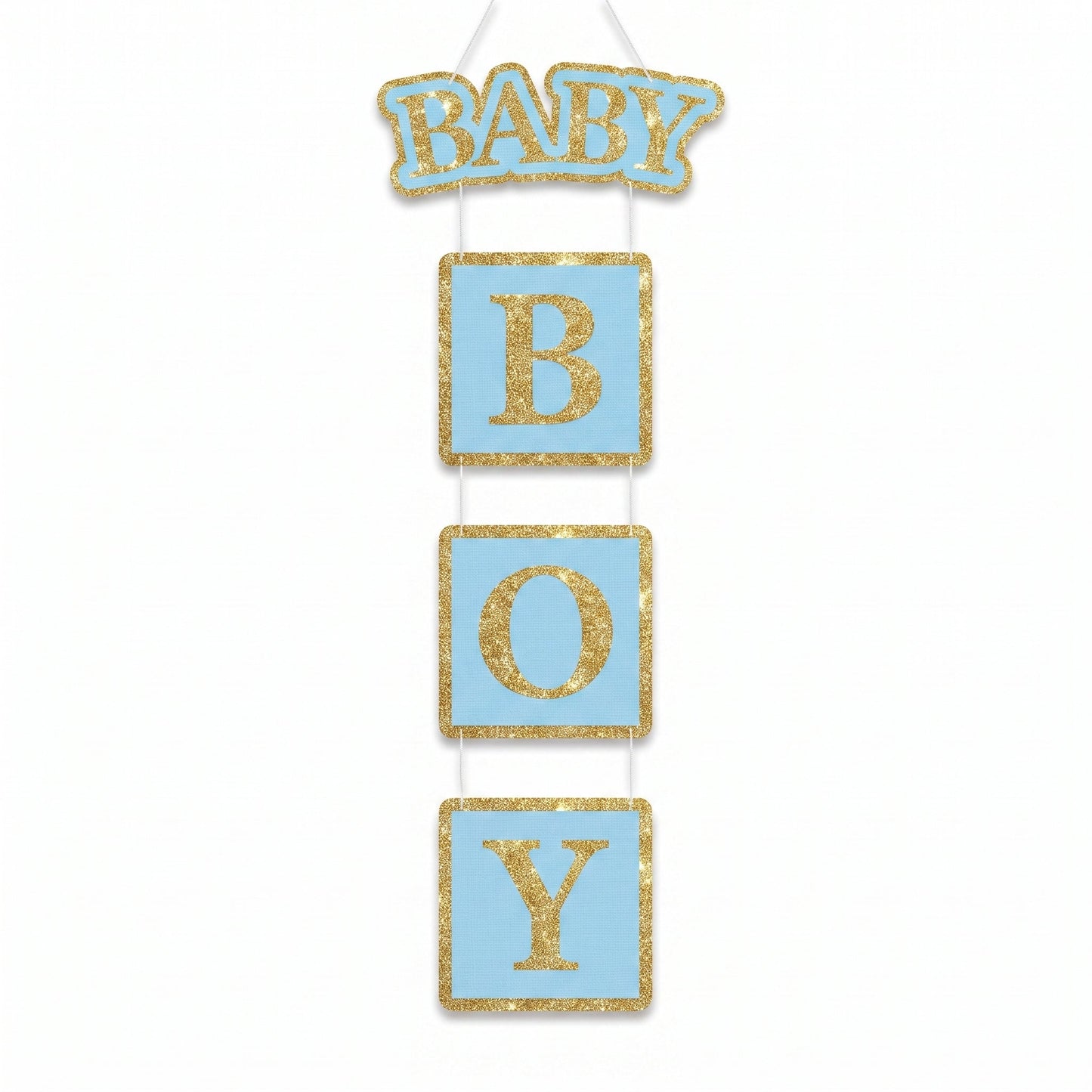 "Baby Boy" Glitter Hanging Sign Decoration for Baby Showers