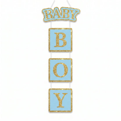 "Baby Boy" Glitter Hanging Sign Decoration for Baby Showers