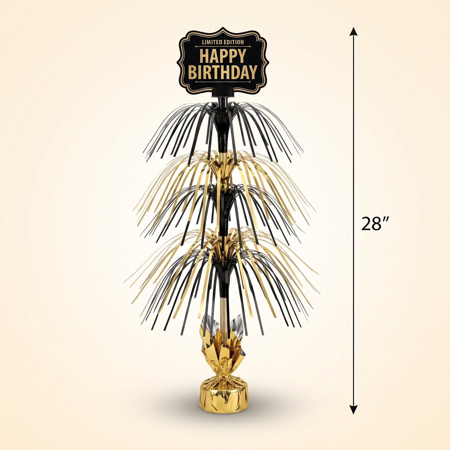 "Better with Age" Metallic Birthday Centerpiece Spray - Gold & Black, 30-Inch