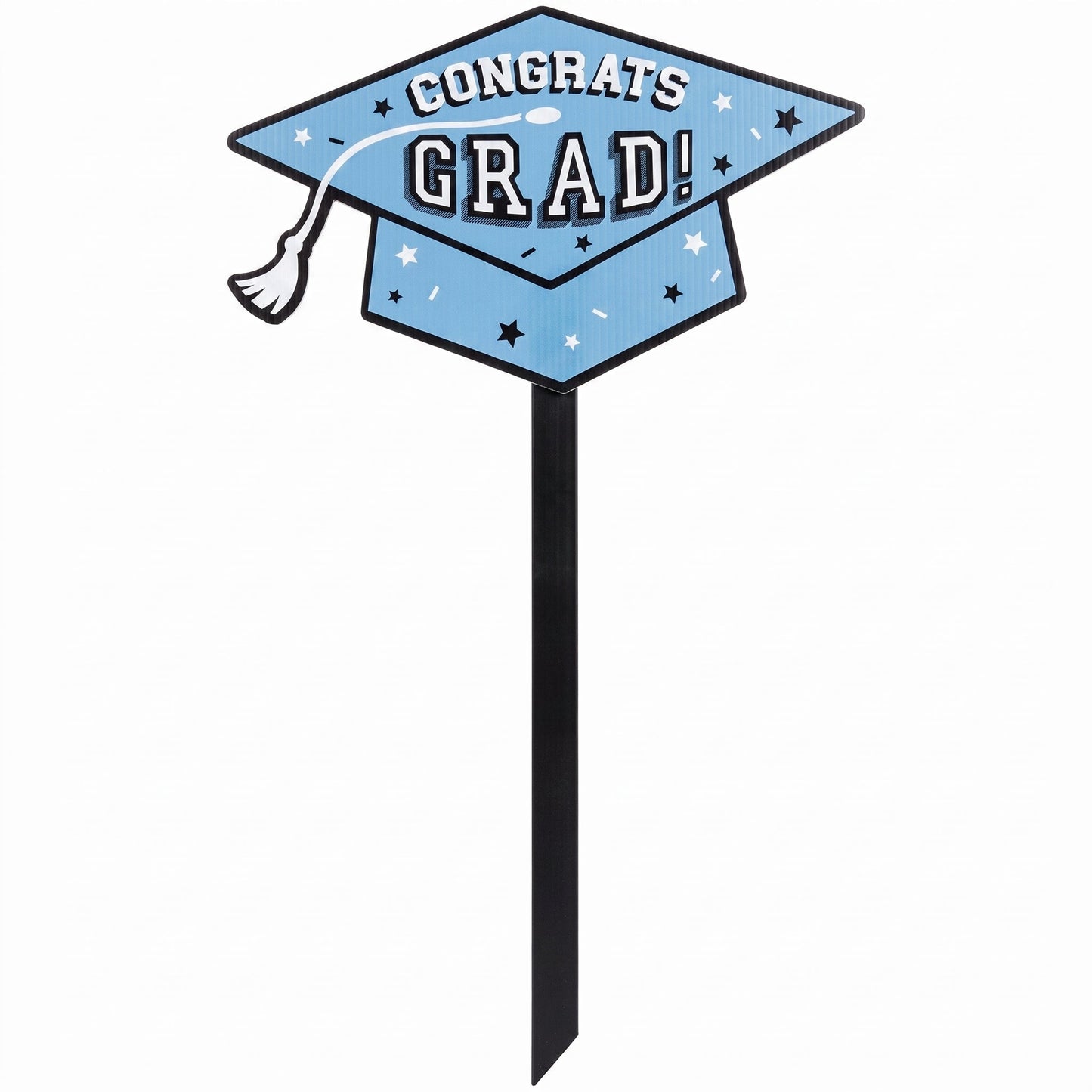 "Congrats Grad" Powder Blue Lawn Sign Decoration for Graduation