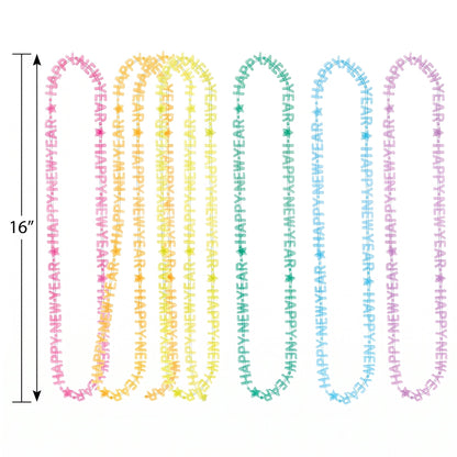 "Happy New Year" Glow-in-the-Dark Necklace Set - Multi-Colored, 6-Pack