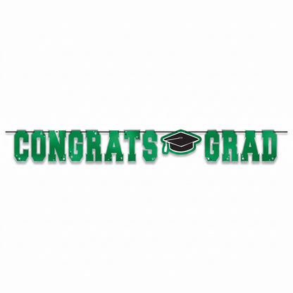 "Congrats Grad" Green Letter Banner for Graduation Celebrations