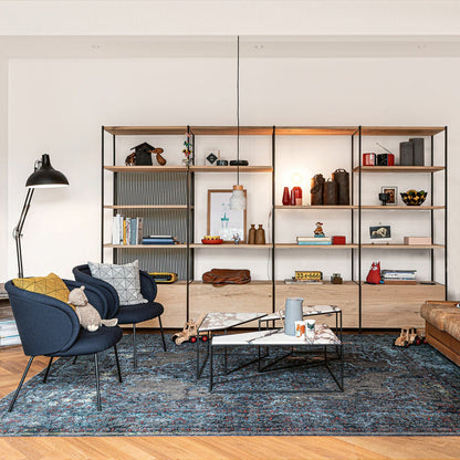 janua | bc 06 room 68 shelving system | 4x5 grid oak + black