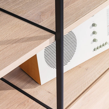 janua | bc 06 room 68 shelving system | 3x3 grid oak + black