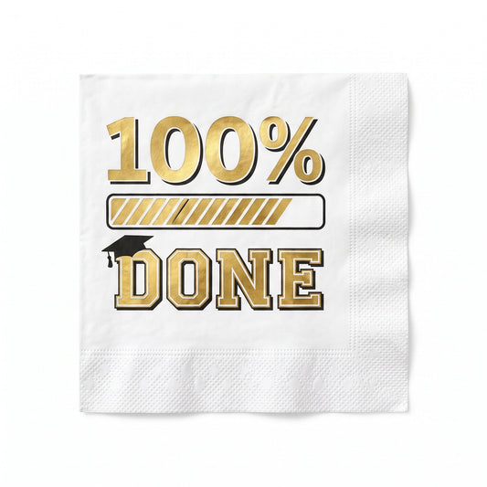 "100% Done" Graduation Luncheon Napkins - 6.5 In. x 6.5 In. - 16 Pack