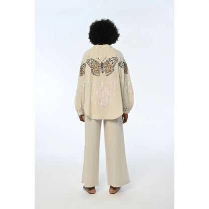 Butterfly Embroidered Women's Oversize Kimono Jacket